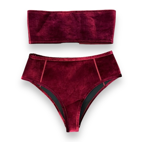 Hoaka Swimwear Bundle Of 2 Wine Velvet Bikini Set - Picture 5 of 16
